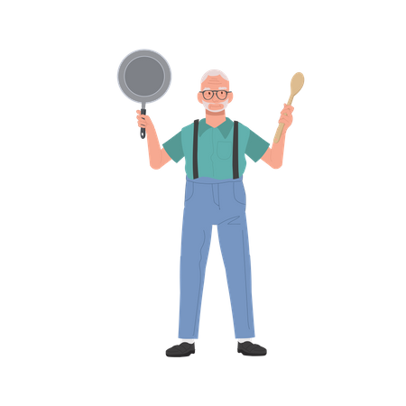 Homme avec des compétences en cuisine  Illustration