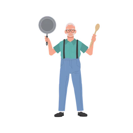 Homme avec des compétences en cuisine  Illustration