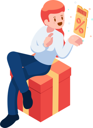 Homme avec coupon de réduction  Illustration