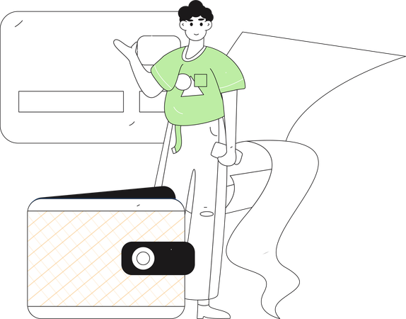 Homme avec reçu de facture de crédit  Illustration