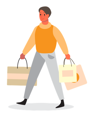 Homme avec des sacs à provisions  Illustration