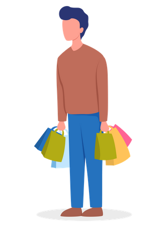 Homme avec des sacs à provisions  Illustration