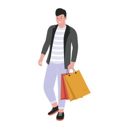 Homme avec des sacs à provisions  Illustration