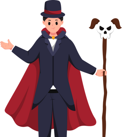 Homme avec un costume de Dracula  Illustration