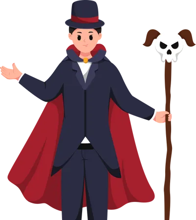 Homme avec un costume de Dracula  Illustration