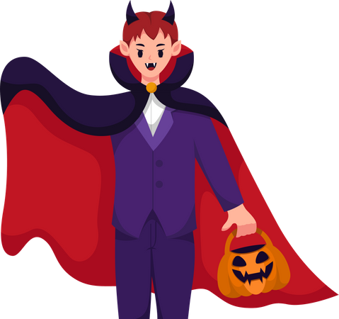 Homme avec un costume de Dracula  Illustration