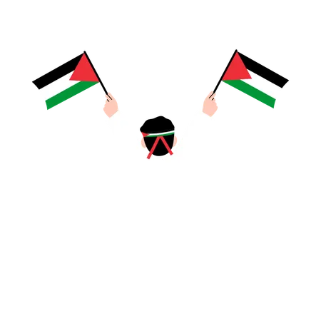 Homme avec le drapeau de la palestine  Illustration