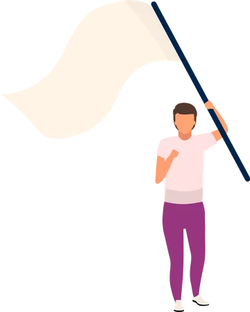 Homme avec drapeau volant  Illustration