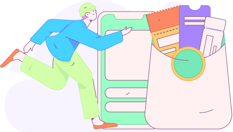 Homme avec enveloppe cadeau  Illustration