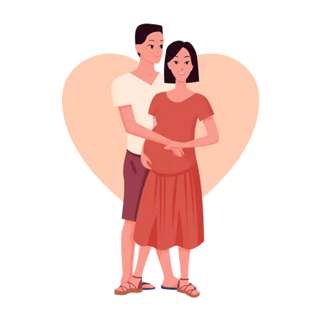 Homme avec femme enceinte  Illustration