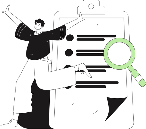 Homme avec un formulaire de commentaires client  Illustration