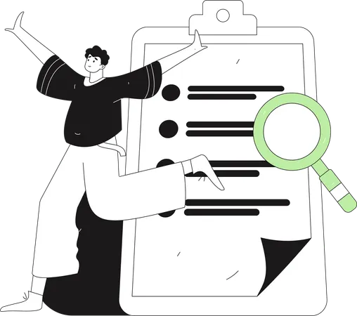 Homme avec un formulaire de commentaires client  Illustration