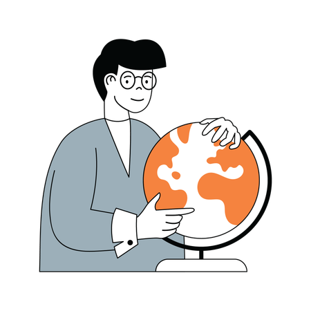 Homme avec globe  Illustration