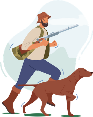 Homme avec passe-temps de chasse  Illustration