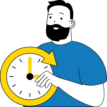 Homme avec horloge  Illustration