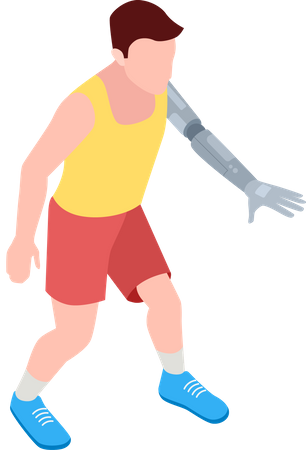 Homme avec une main prothétique  Illustration