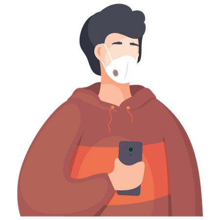 Homme avec masque  Illustration