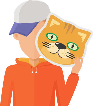 Masque homme avec chat  Illustration