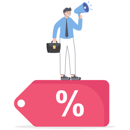 Homme avec un mégaphone faisant du marketing  Illustration