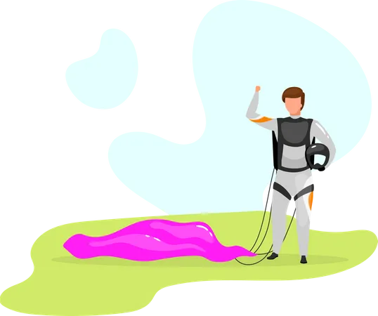 Homme avec parachute  Illustration