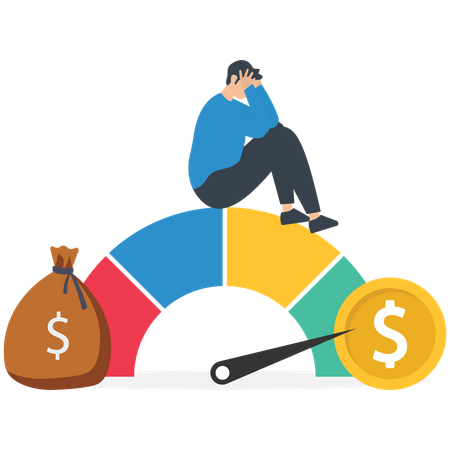 Homme avec perte d'investissement due à l'inflation  Illustration