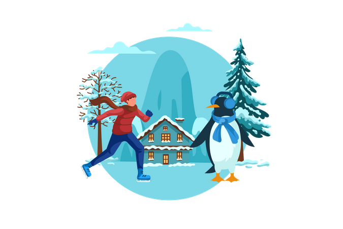 Homme avec pingouin  Illustration