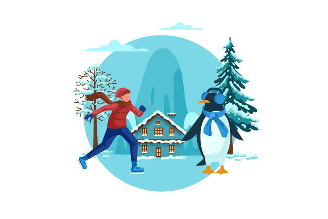 Homme avec pingouin  Illustration