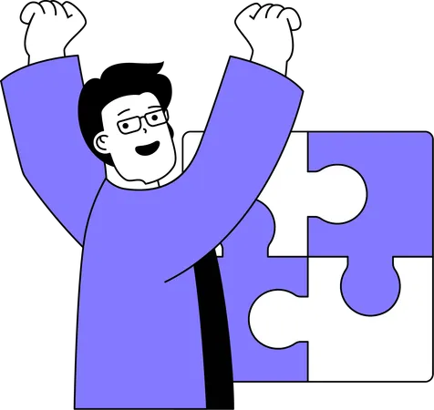 Homme avec puzzle  Illustration