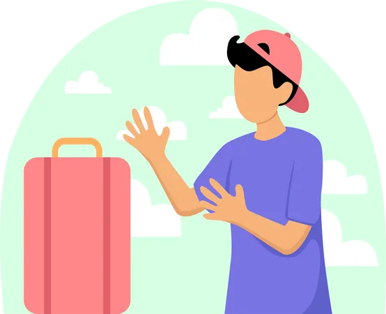 Homme avec sac de voyage  Illustration