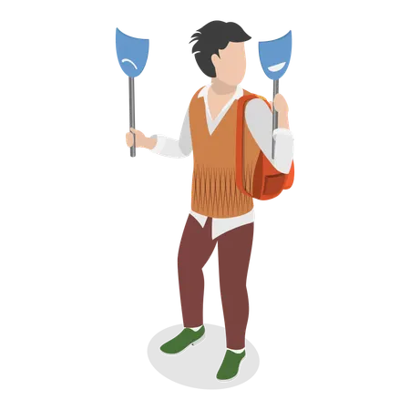 Homme souffrant de troubles psychiatriques  Illustration