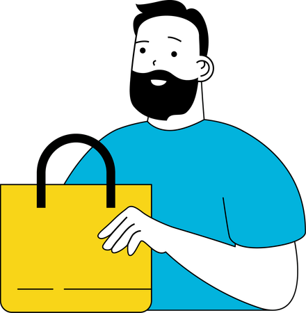 Homme avec un sac à provisions  Illustration