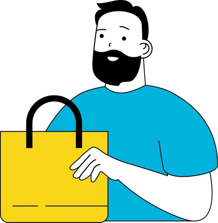 Homme avec un sac à provisions  Illustration