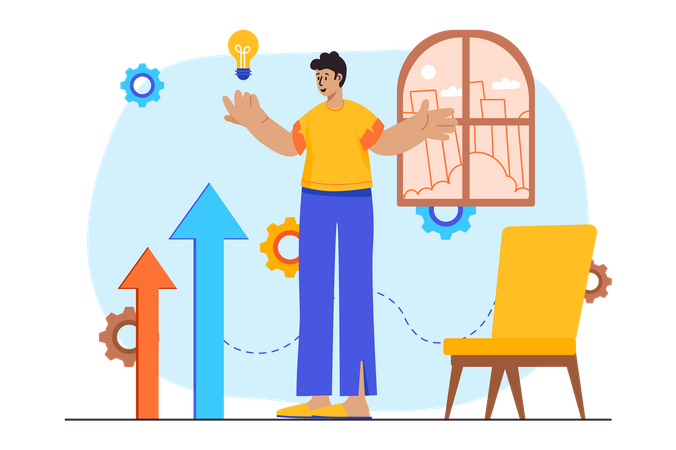 Homme avec une idée de croissance  Illustration