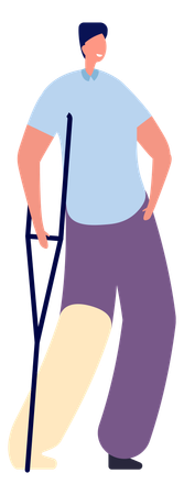 Homme avec une jambe blessée  Illustration