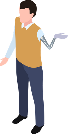 Homme avec une main prothétique  Illustration
