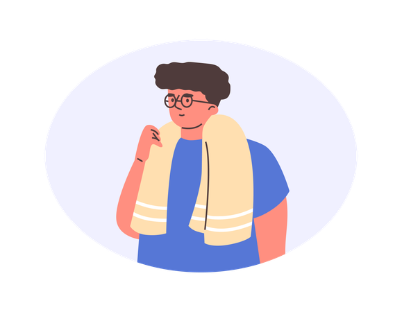 Homme avec une serviette enroulée autour du cou  Illustration