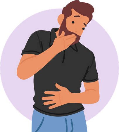 Homme présentant des symptômes de gastrite vomissante  Illustration