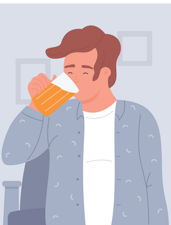 Homme buvant de l'alcool  Illustration