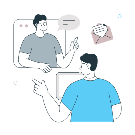 Un homme participe à des réunions à distance  Illustration