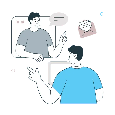 Un homme participe à des réunions à distance  Illustration