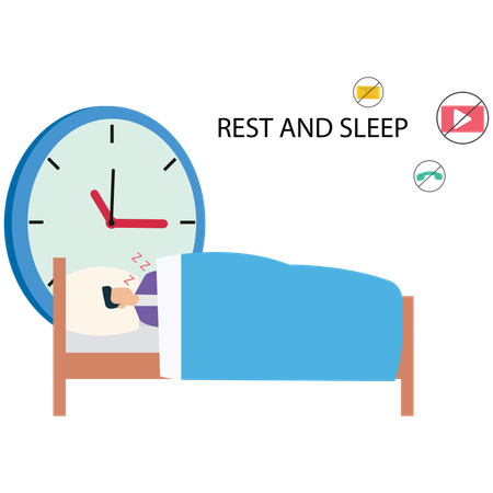 Homme ayant une bonne routine de sommeil et de repos  Illustration