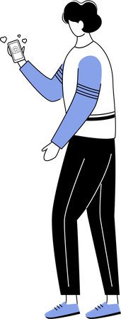 Homme ayant une conversation sur une application de rencontres  Illustration