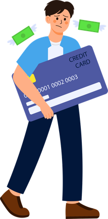 Homme ayant une dette sur une facture de carte de crédit  Illustration