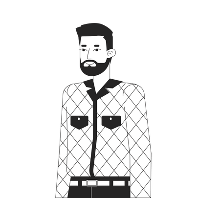 Homme caucasien barbu debout  Illustration