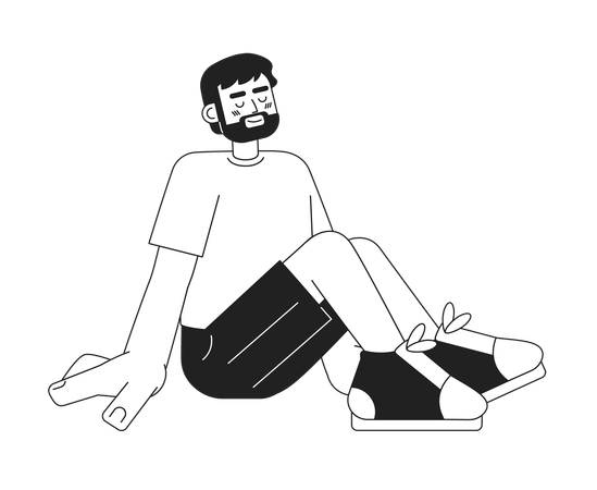 Homme barbu européen en vacances d'été  Illustration