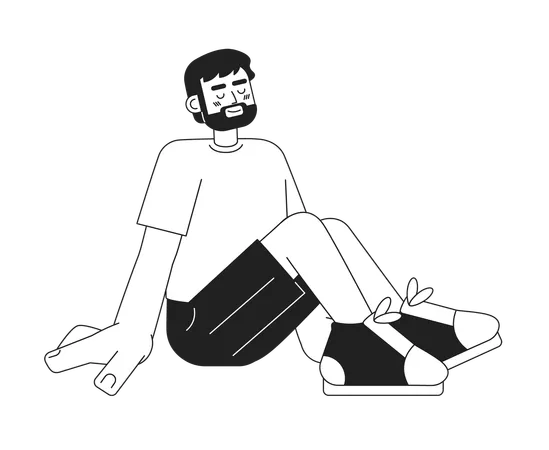 Homme barbu européen en vacances d'été  Illustration