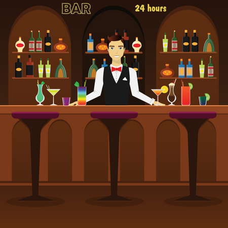 Barman masculin prêt à servir  Illustration