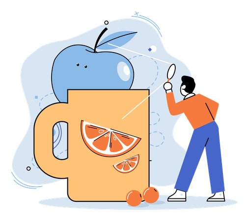 Un homme boit du jus d'orange  Illustration