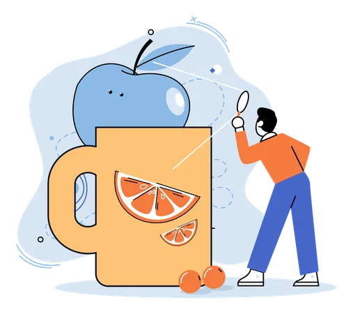 Un homme boit du jus d'orange  Illustration