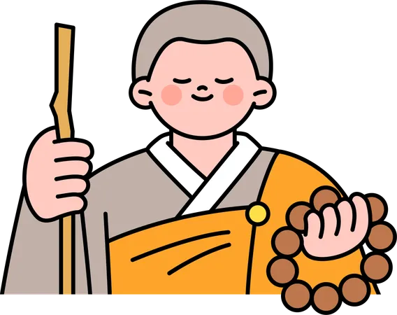 Homme bouddhiste faisant la prière  Illustration